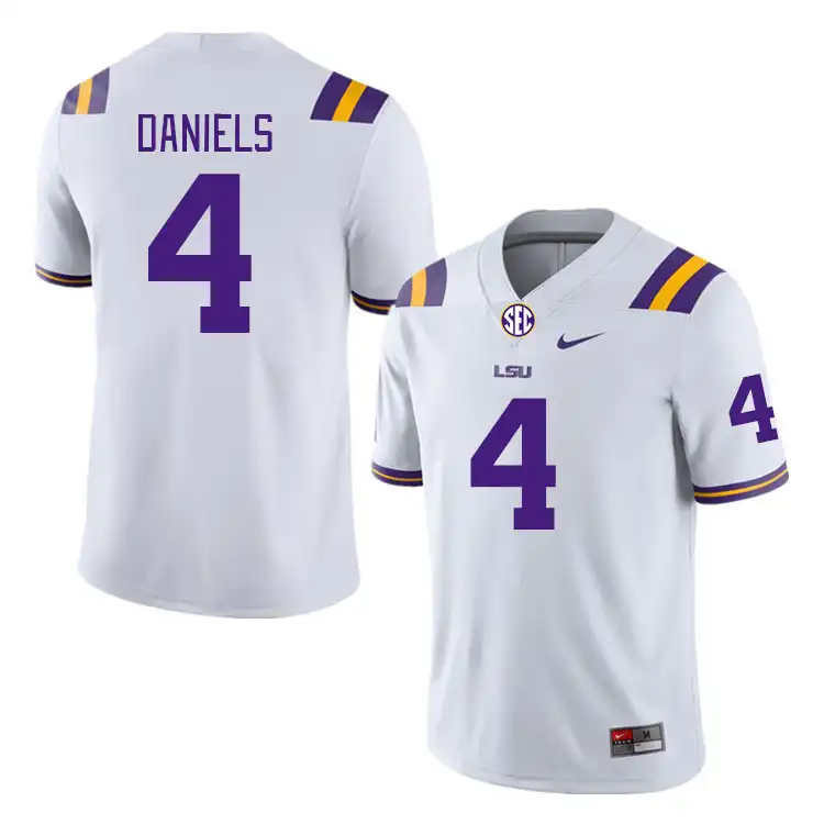 Men's LSU Tigers CJ Daniels #4 White NCAA Football Jersey